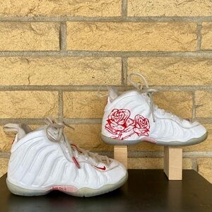 NIKE Lil Posite One “Thank You Plastic Bag” Rose White/Red Hi-Top Sneakers.
